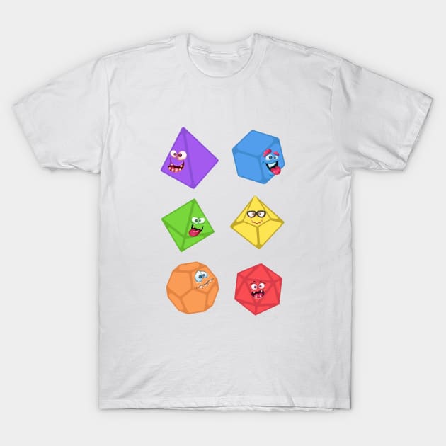 Cute Polyhedral Dice Monster Tabletop RPG T-Shirt by dungeonarmory